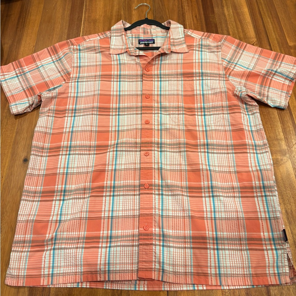 Patagonia Plaid Short Sleeve Button Up Shirt Organic Cotton XL